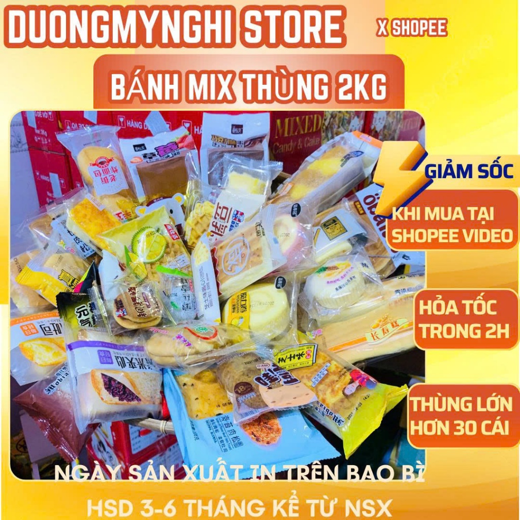 Bánh mix Đài Loan Cao Cấp Thùng 2kg Đa Dạng - Nhiều vị ăn vặt Nội Địa - Combo Quà Biếu DMN House H871