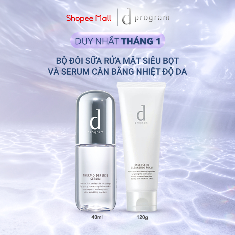 Bộ đôi sữa rửa mặt siêu bọt d Program Cleansing Foam và serum cân bằng nhiệt độ da d Program Thermo 
