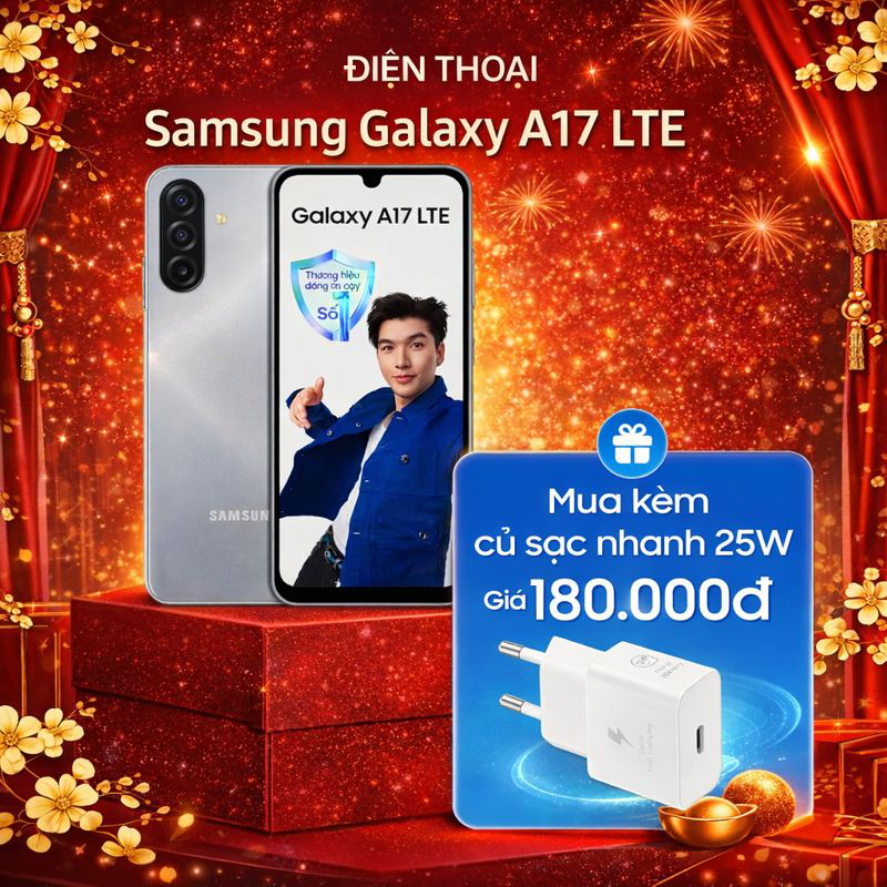 Điện thoại Samsung Galaxy A17 8GB/256GB màn super AMOLED 6.7 camera 50MP OIS, pin 5000mAh chính hãng