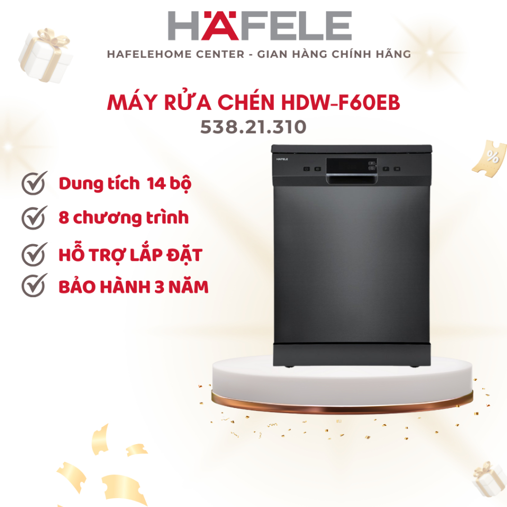 Máy Rửa Chén Độc Lập HDW-F60EB Hafele 538.21.310 - Dung Tích Lớn Chính Hãng