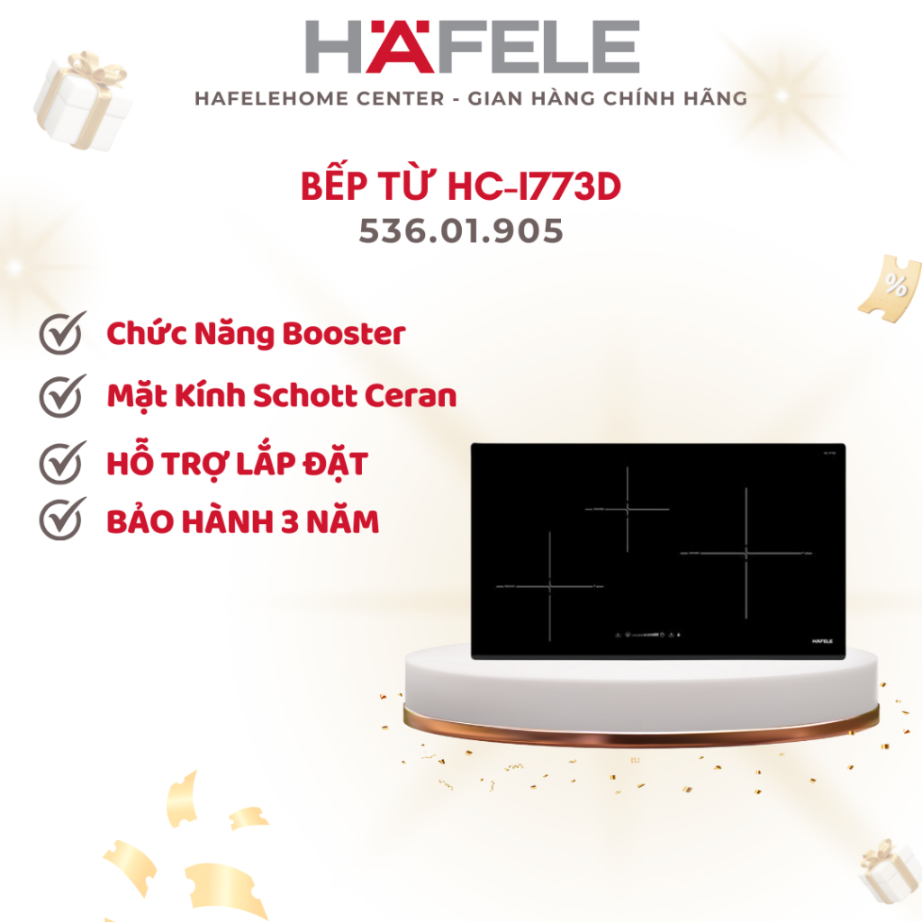 Bếp Từ 3 Vùng Nấu HC-I773D Hafele 536.01.905 - Điều Khiển Cảm Ứng Thông Minh