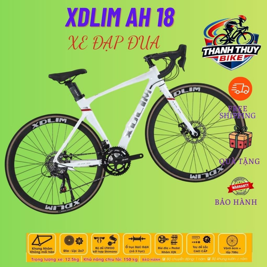 XE ĐẠP ROAD XDLIM AH18 CỐI NỔ - KHUNG NHÔM KHÔNG MỐI HÀN