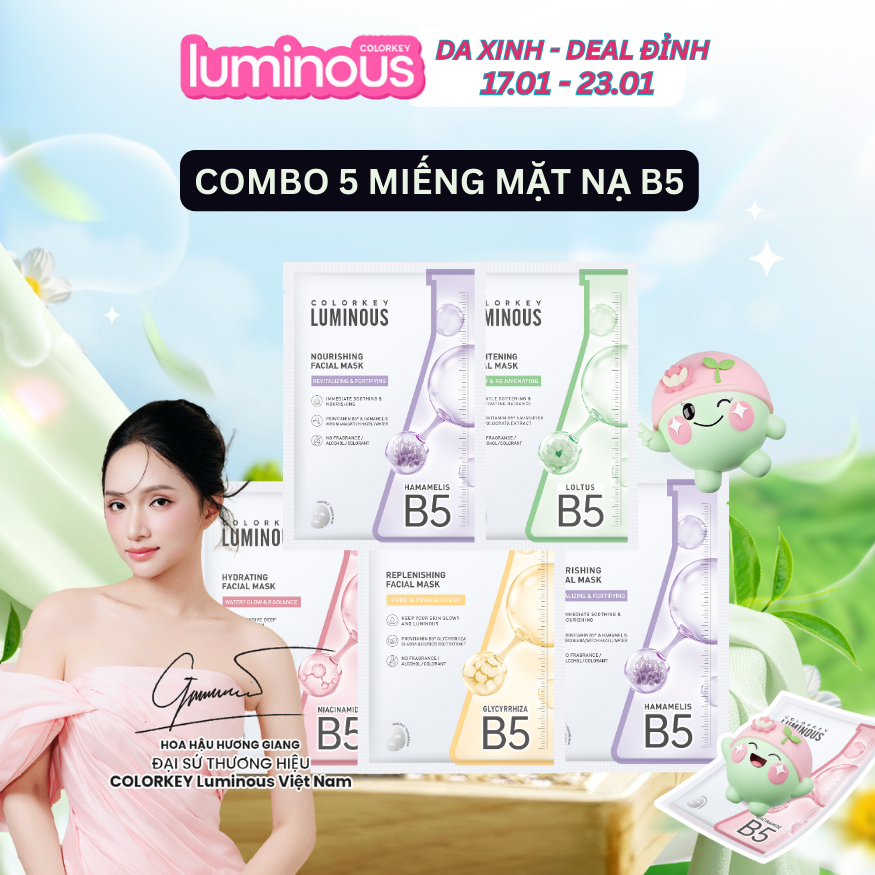 [COMBO MIX] - 5 Miếng Mặt Nạ Tinh Chất Vitamin B5 COLORKEY LUMINOUS Hỗ Trợ Dưỡng Sáng, Cấp Ẩm 25ml/miếng