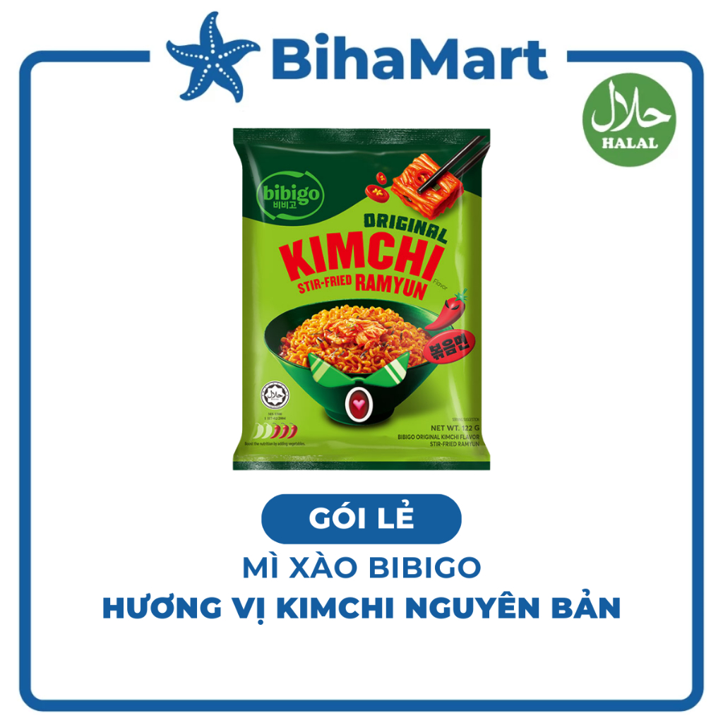 [GÓI LẺ] - CJ FOODS - Mì xào Bibigo hương vị Kim chi nguyên bản, Mì xào Kim chi Bibigo Hàn Quốc ăn l