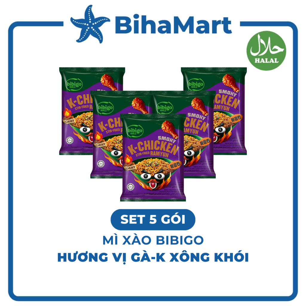 [SET 5 GÓI]- CJ FOODS - Mì xào Bibigo hương vị Gà-K xông khói, Mì xào Gà xông khói Bibigo Hàn Quốc ă