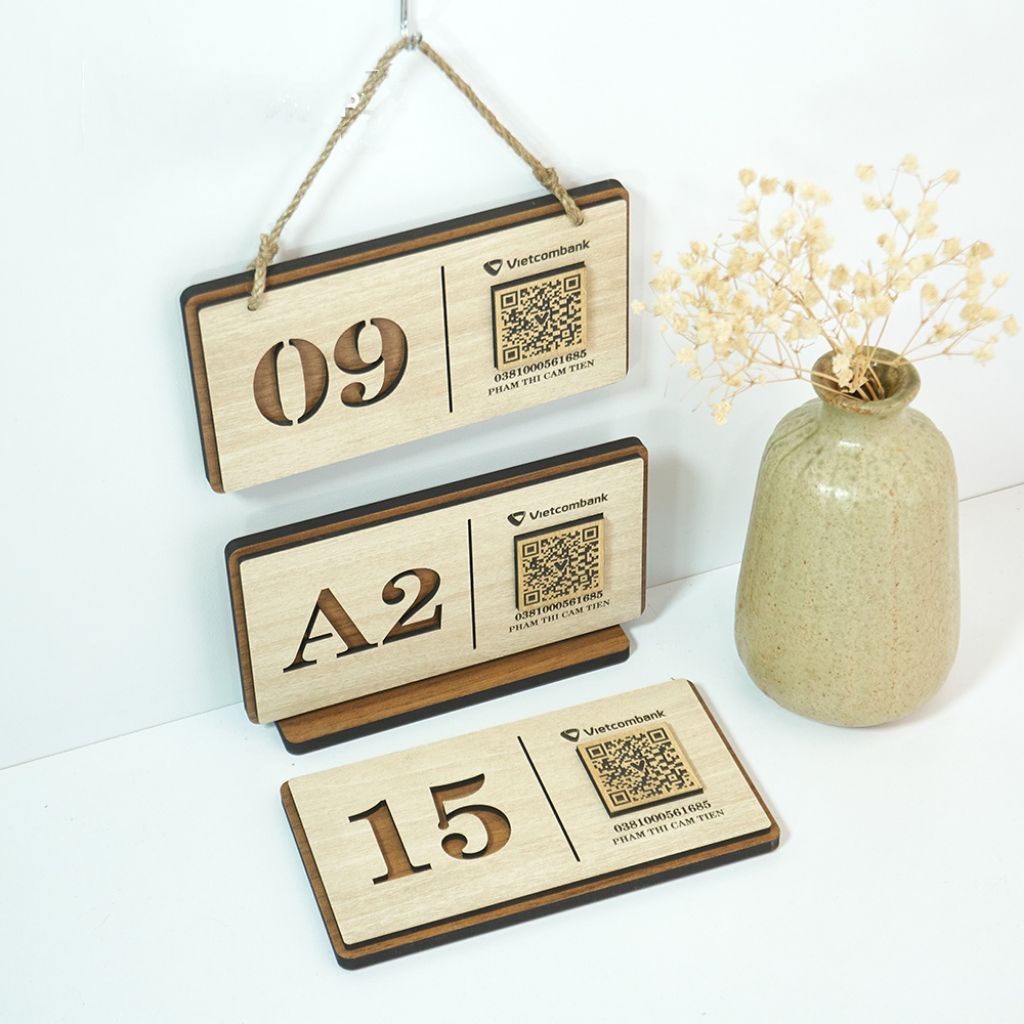 Bảng in QR code thanh toán hoặc menu kết hợp số bàn dán tường, treo tường, để bàn
