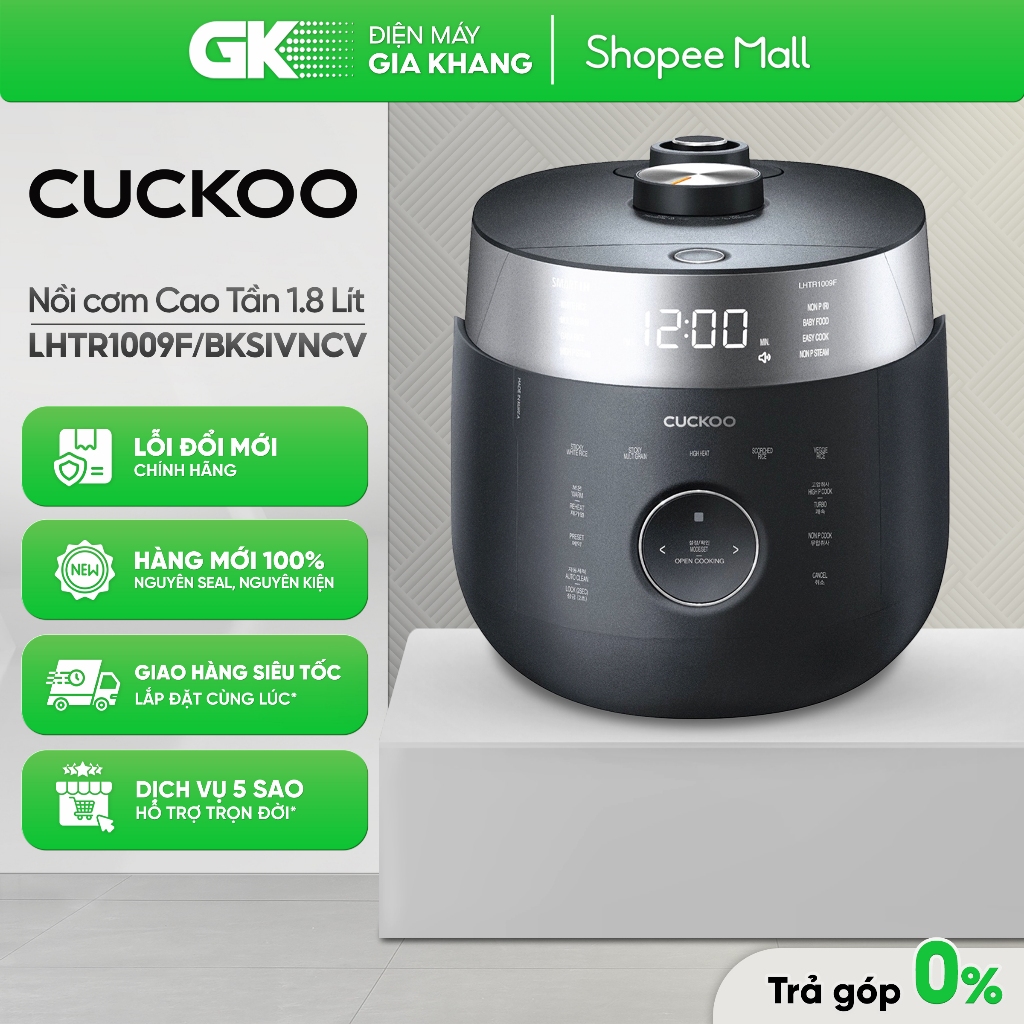 Nồi Cơm Áp Suất Cao Tần Cuckoo 1.8 Lít CRP-LHTR1009F/BKSIVNCV [Đen] | CRP-LHTR1009F/WHSIVNCV [Trắng]