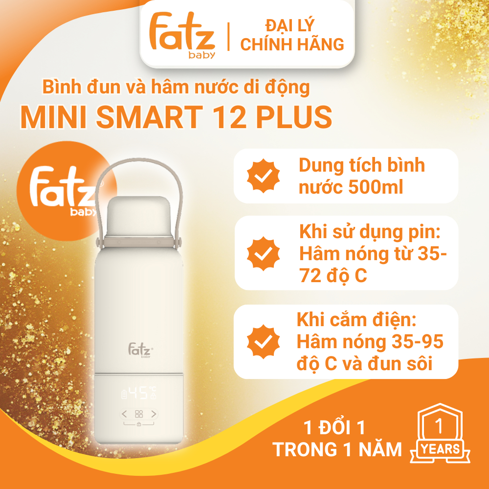 Bình đun và hâm nước pha sữa di động Fatzbaby Mini Smart 12 Plus FB3632FD Bé ầu ơ