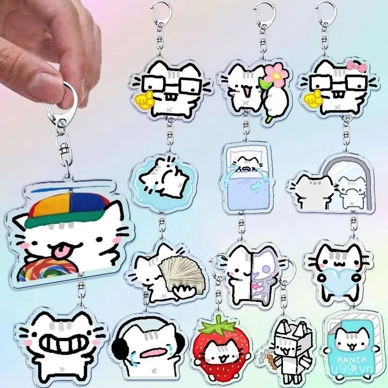 🥥coconut🥥Móc Khóa Keychain Nhựa Acrylic 5cm Mèo Nub Cat Meme uia