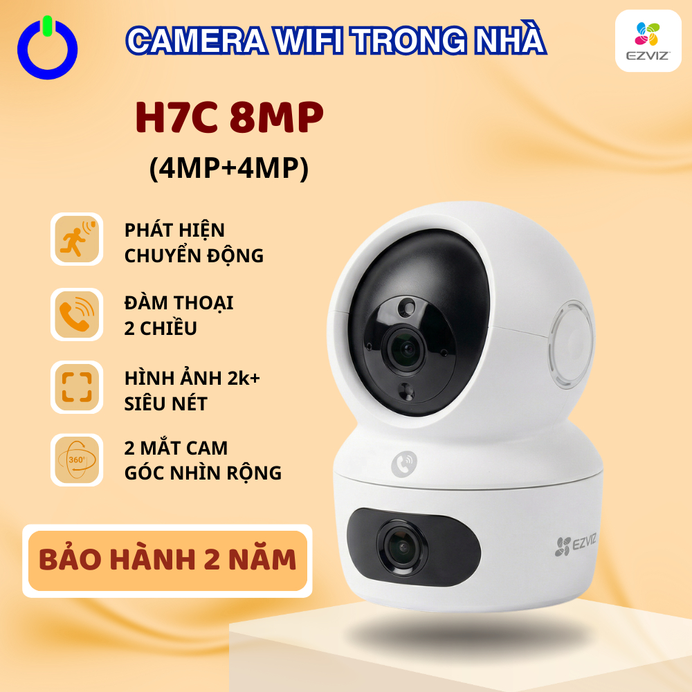 Camera EZVIZ Wifi Trong Nhà H7C 8MP Ống Kính Kép 2K+ Thoại 2 Chiều Màu Đêm BH 2 Năm - Tech Online
