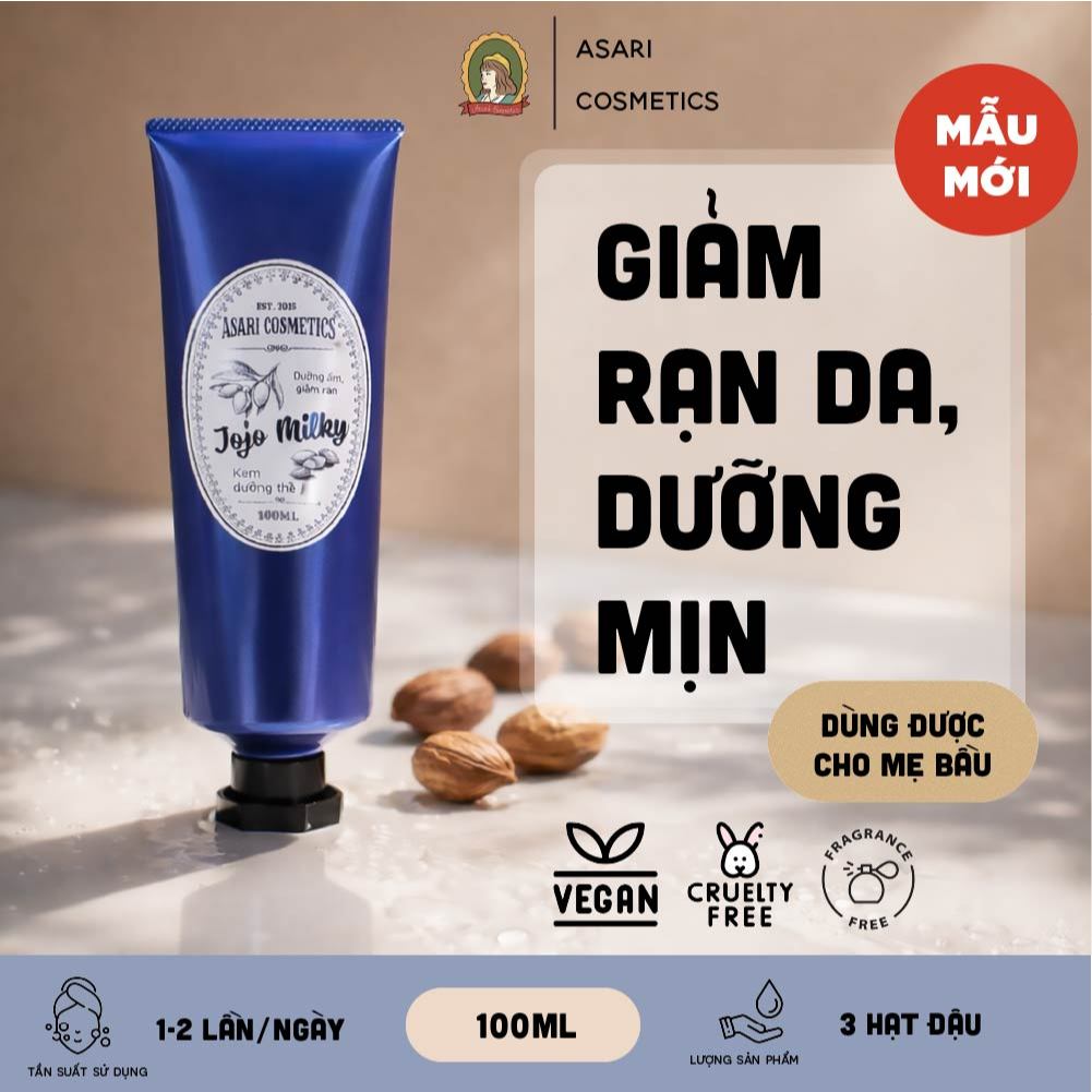 [100ml - mẫu mới] Bơ dưỡng thể Jojo Milky giảm rạn da, dưỡng mịn handmade Asari Cosmetics