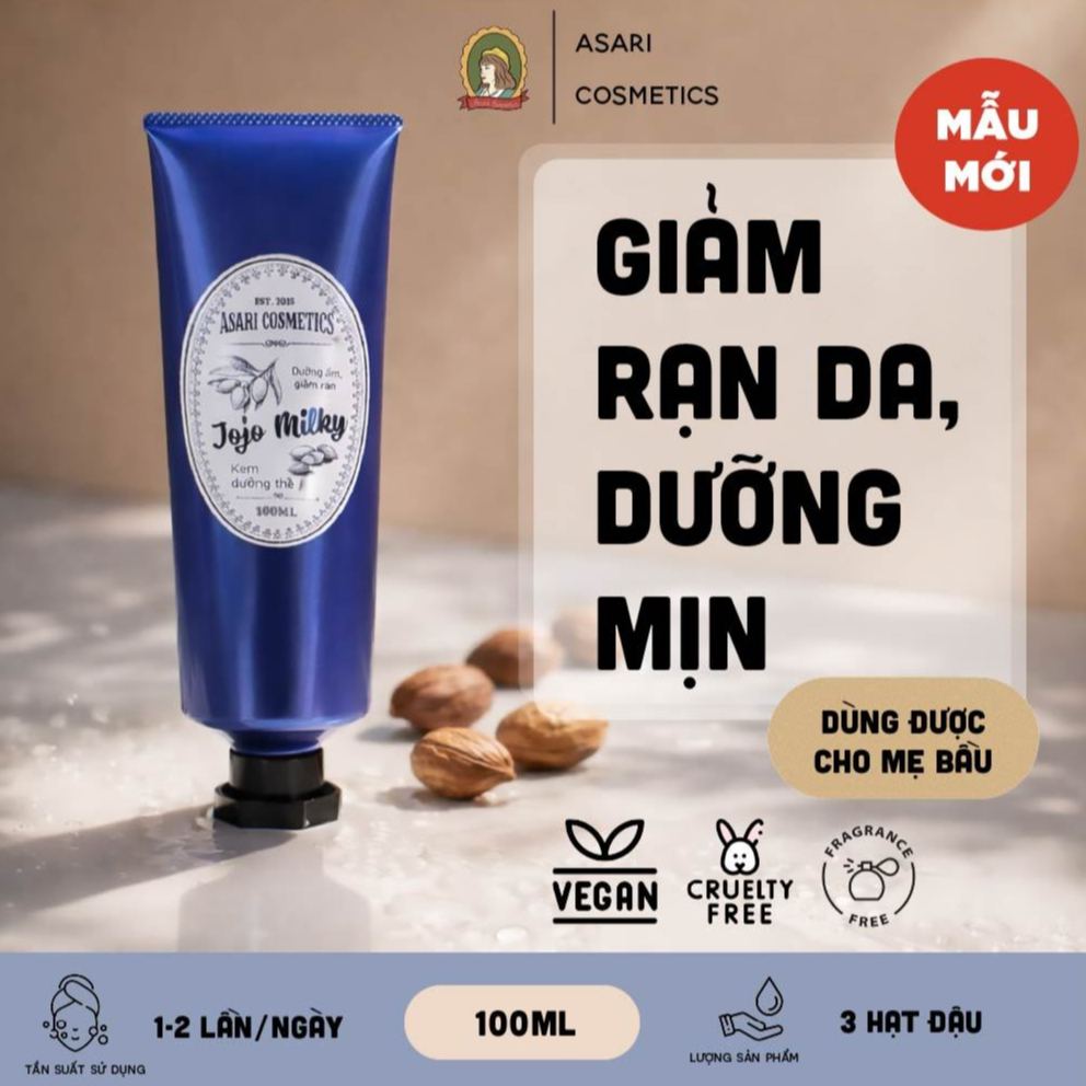 [100ml - mẫu mới] Bơ dưỡng thể Jojo Milky giảm rạn da, dưỡng mịn Asari Cosmetics