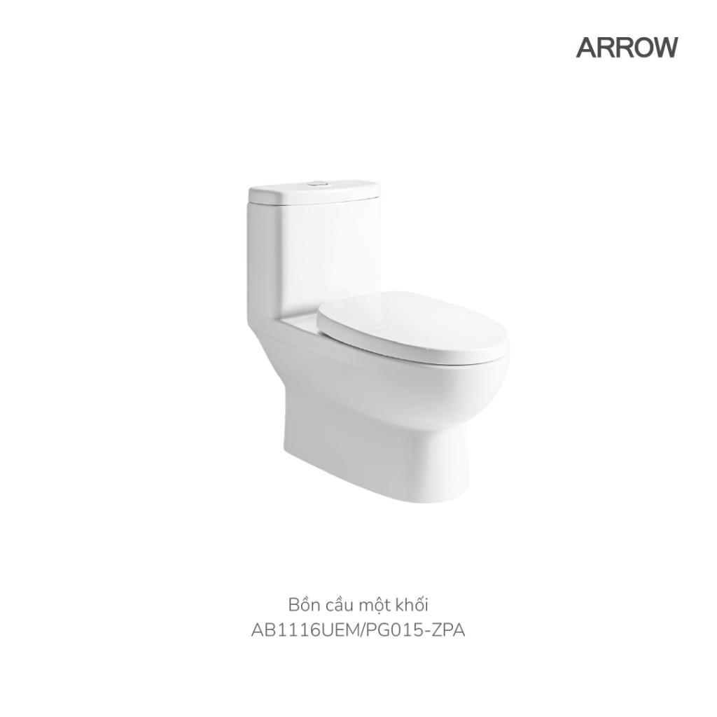 Bồn cầu một khối ARROW AB1116UEM/PG015-ZPA xả xoáy cuốn trôi chất bẩn, tiết kiệm nước, dễ dàng vệ si