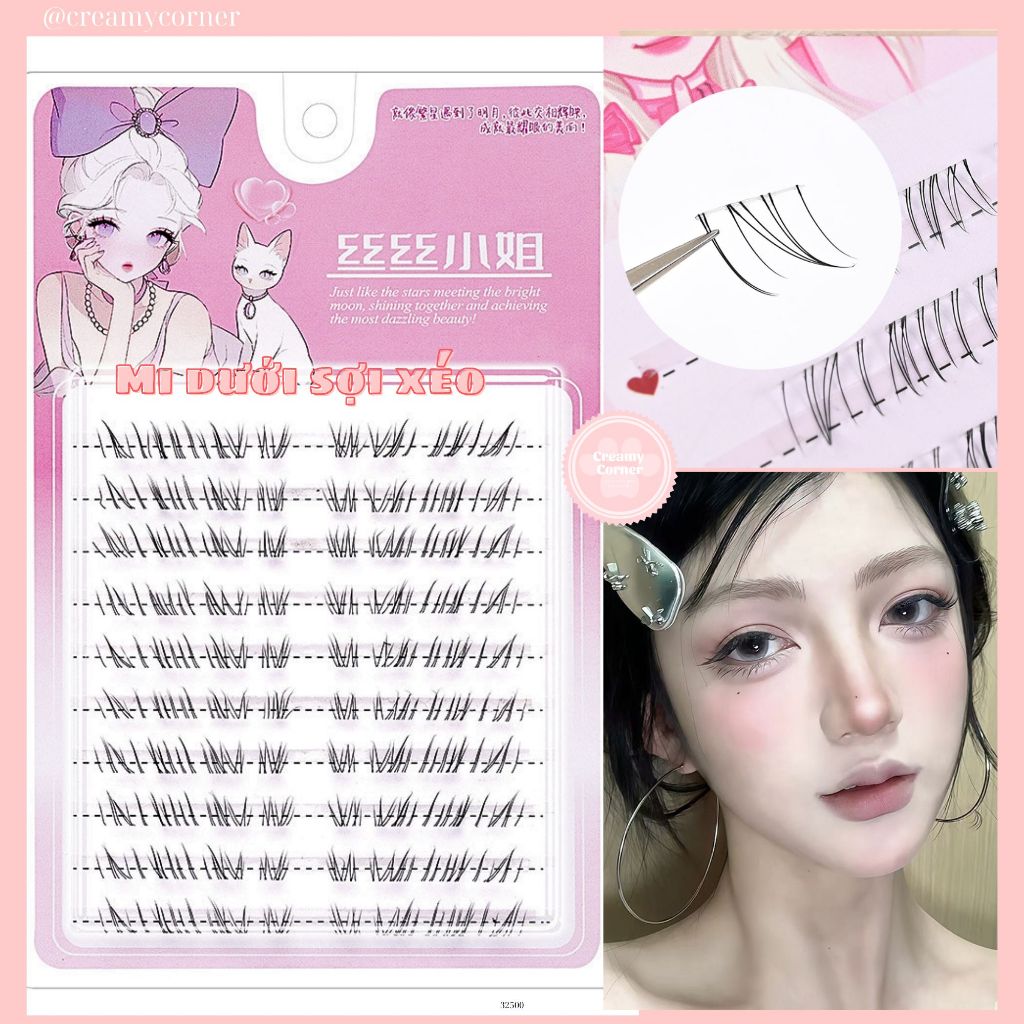 [HÀNG CÓ SẴN] Mi dưới sợi xéo dáng mi tự nhiên, mi đa tầng makeup concept douyin