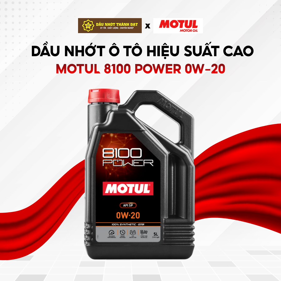 Dầu Nhớt Motul 8100 Power 0W20 5L - Tổng Hợp Cao Cấp Cho Ô Tô Đời Mới