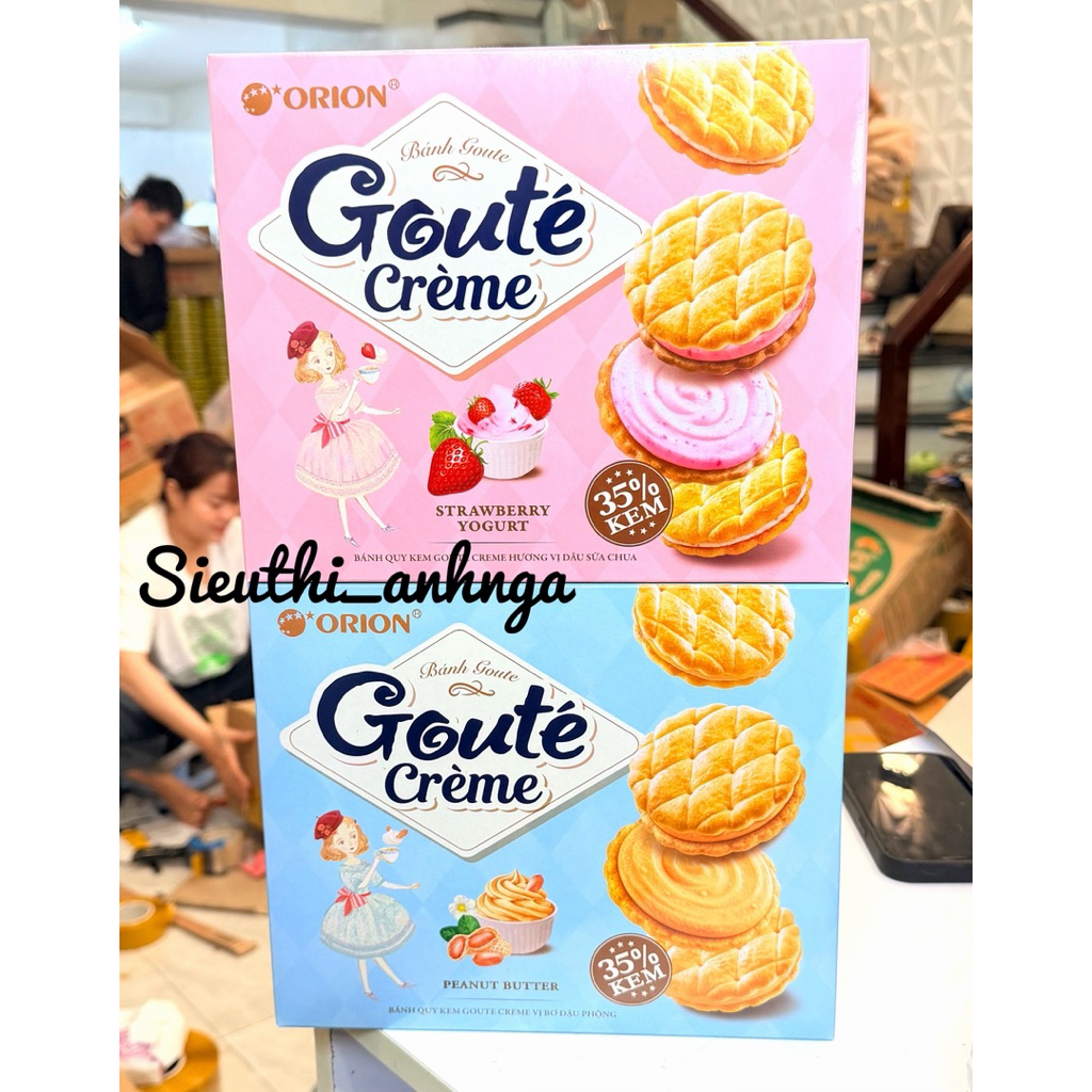 Bánh Quy Kem Goute Creme Orion Hương Vị Dâu Sữa Chua/Bơ Đậu Phộng Hộp 320g(16gói)