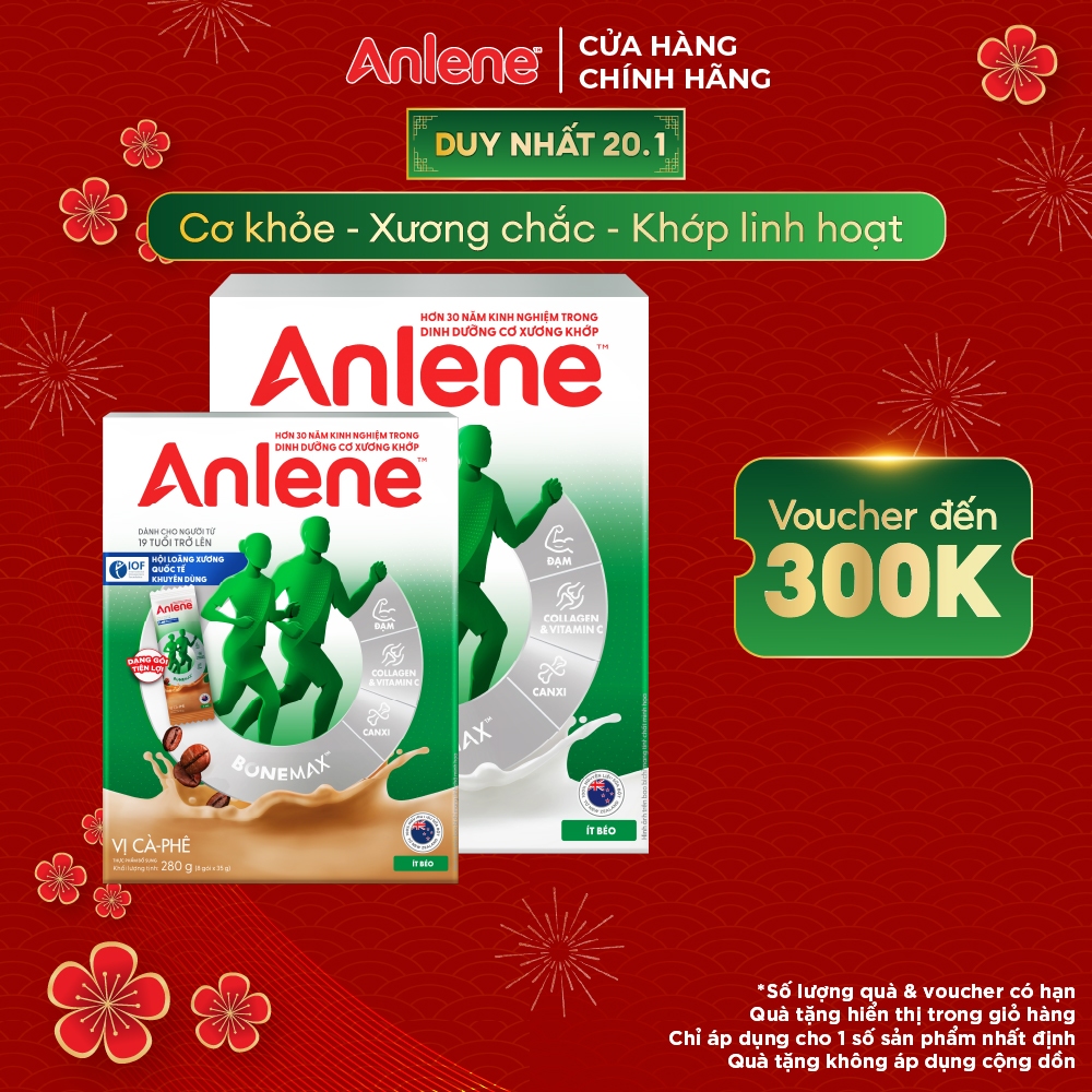 Combo 1 hộp Sữa Bột Anlene Gold Movepro Hương Vanilla 1,2Kg + 1 hộp Sữa Bột Anlene hương Cà phê hộp 