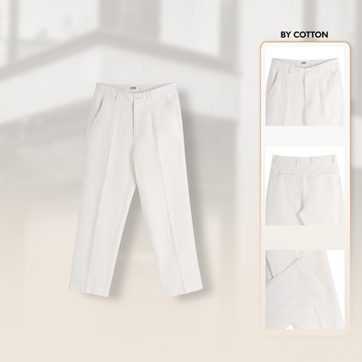 Quần Dài Nam Cao Cấp Linen Form Ống Đứng Màu Kem - Luôn Tặng Hộp Đóng – BY COTTON