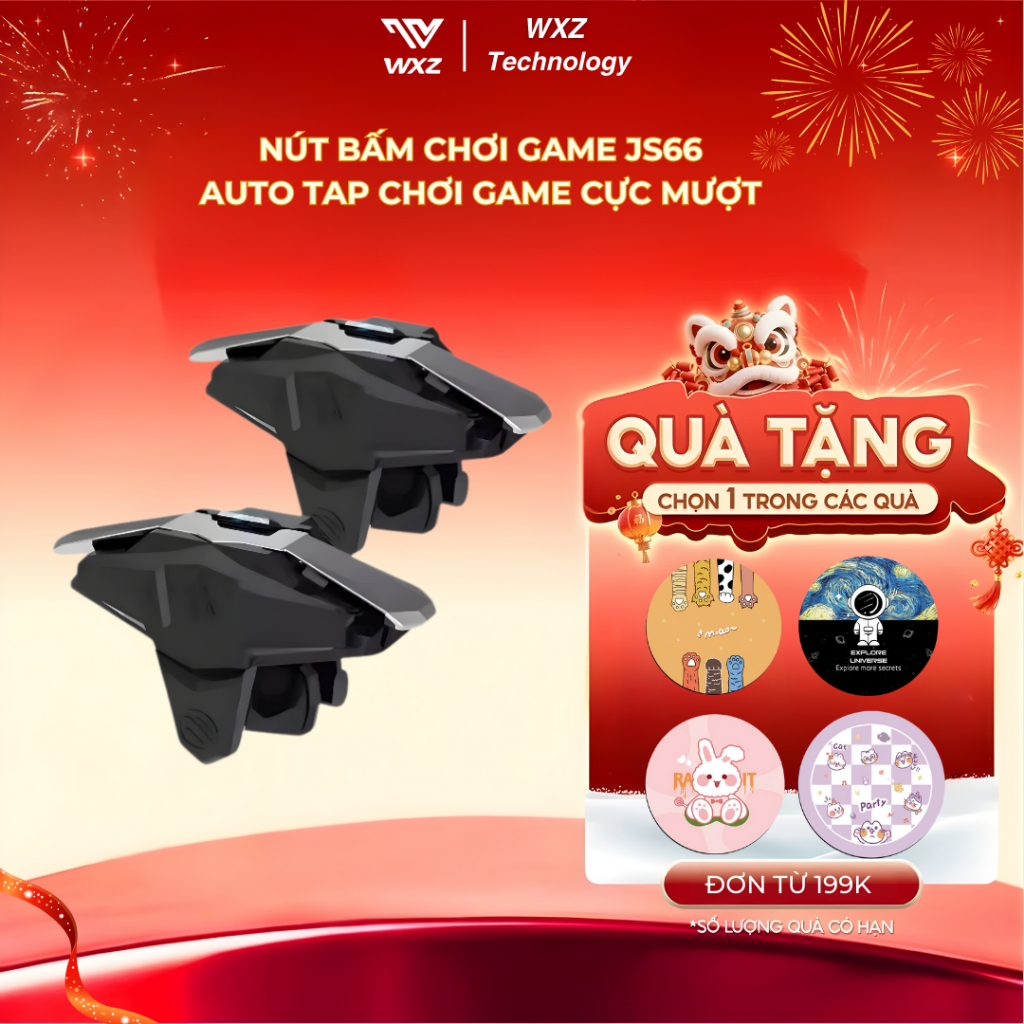 Nút Bấm Chơi Game JS66, Phụ Kiện Gaming 4 Ngón, Click Cơ Học Sống Động, Hỗ Trợ PUBG/Free Fire