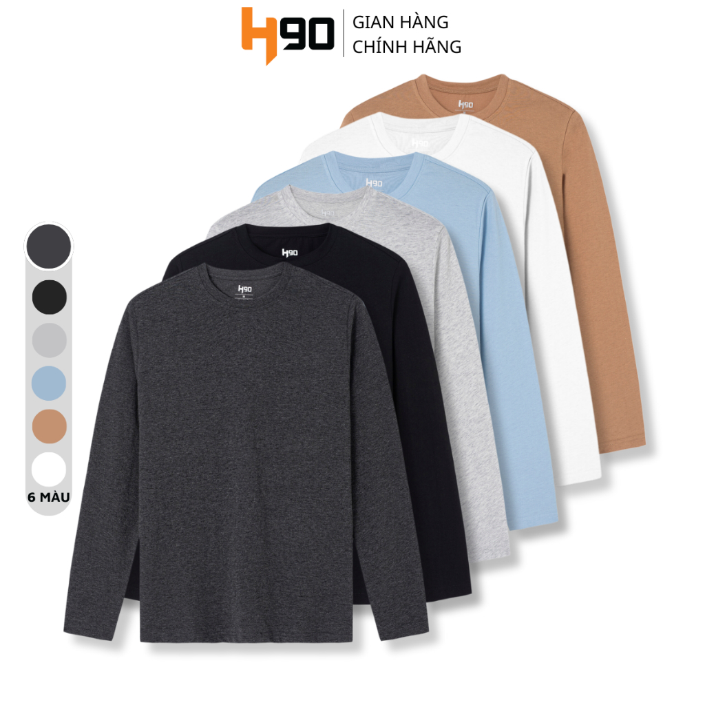 Áo Thun Dài Tay Thu Đông H90 Nam Cổ Tròn Chất Cotton Thấm Hút Co Giãn Giữ Nhiệt Tốt ADT01