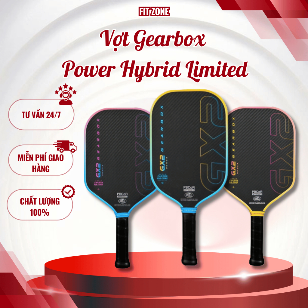 Vợt Pickleball Gearbox GX2 Power Elongated/Hybrid Limited Edition Chính Hãng – Cao Cấp, Kiểm Soát & 