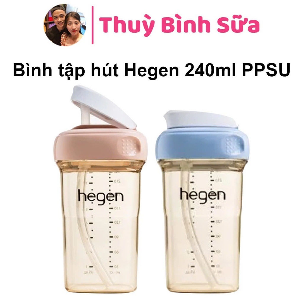 Bình tập uống Hegen 240ml nhựa PPSU, bình hút Hegen chính hãng cho bé