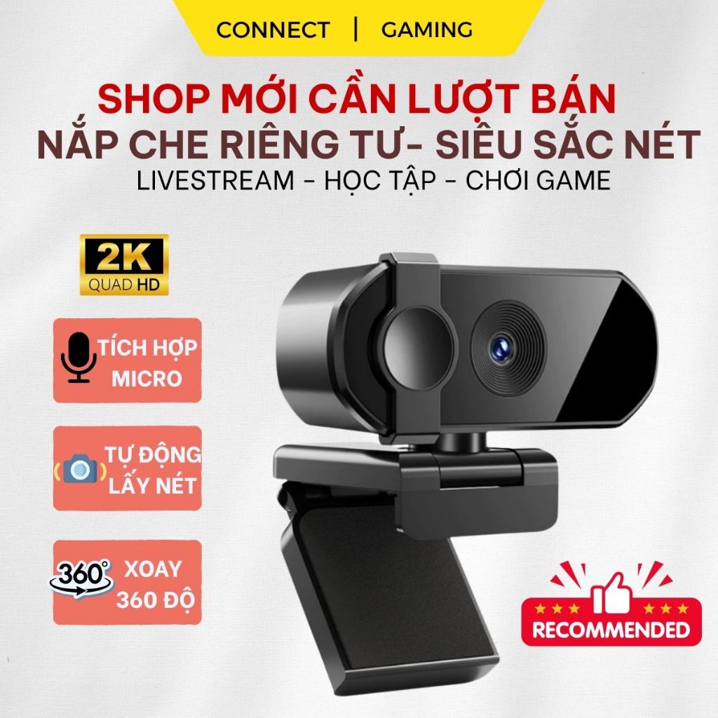 Webcam 4K 2K Livestream có Mic cho PC, Laptop, Trợ sáng cực tốt, webcam pc, cam máy tính pc, webcam 