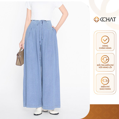 Quần Jean Nữ 𝐂𝐂𝐇𝐀𝐓 Dáng Suông Anita Có Dây Đai Chất Liệu Jeans Cao Cấp 25GDJ2010ST
