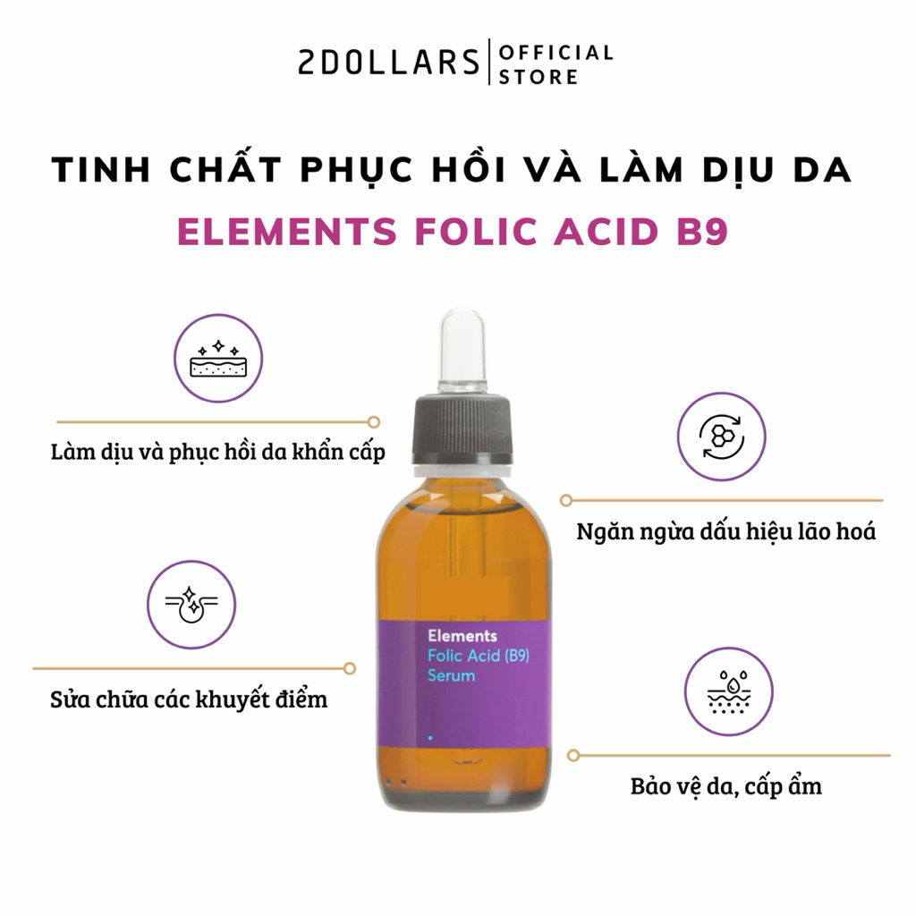 Tinh Chất Phục Hồi & Làm Dịu Da Elements Folic Acid B9