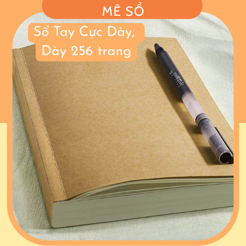 Sổ A5 Dày 256 Trang, Sổ Tay Bìa Kraft A5/B5 Cực Dày, Giấy 80 GSM Màu Ngà Chống Lóa Mắt, Lên Kế Hoạch