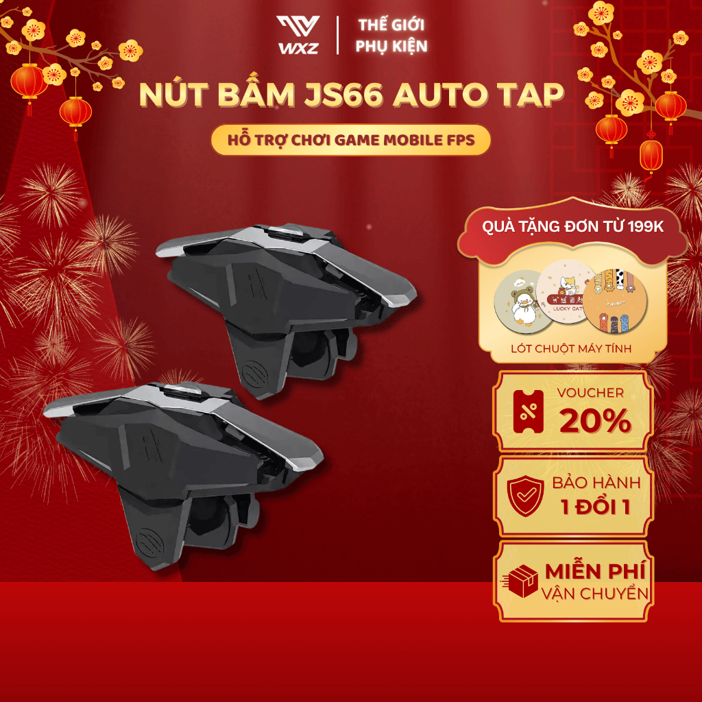 Nút Bấm Chơi Game JS66 Auto Tap Phụ Kiện Hỗ Trợ Chơi Game PUBG Free Fire, Âm Thanh Cơ Học Cực Nhạy