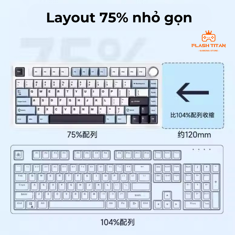 Bàn phím cơ không dây AULA F75 - Mạch xuôi hỗ trợ hotswap - Có app tùy chỉnh - Bảo hành 2 năm | BigBuy360 - bigbuy360.vn
