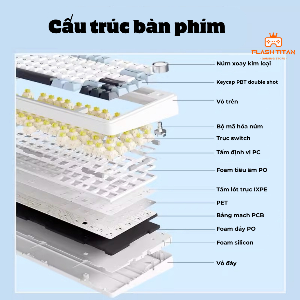Bàn phím cơ không dây AULA F75 - Mạch xuôi hỗ trợ hotswap - Có app tùy chỉnh - Bảo hành 2 năm | BigBuy360 - bigbuy360.vn