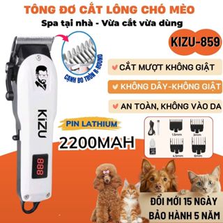 Tông Đơ Cắt Lông Chó Mèo Chuyên Nghiệp KiZu 859 - Máy Cạo Lông Thú Cưng Yên Tĩnh, Sạc USB, Pin Lâu