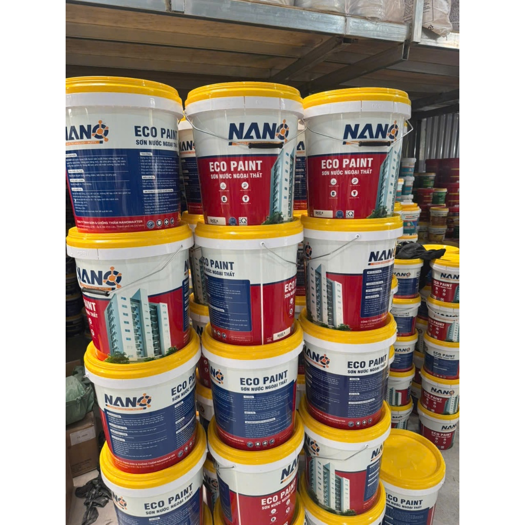 Sơn nước ngoại thất Nano ECO Paint Lon 5L - sơn nước ngoài trời giá rẻ cho tường nhà