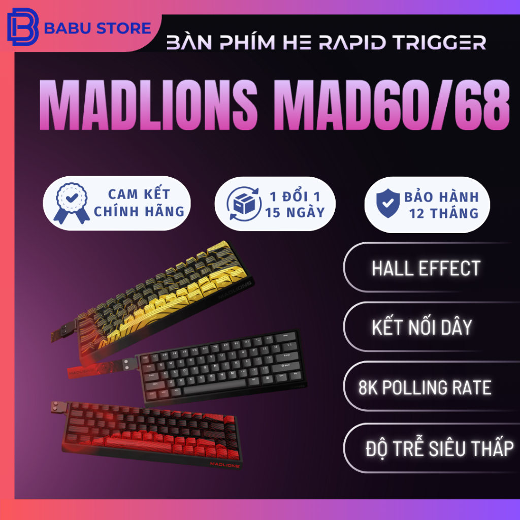 [Siêu sale Hỏa Tốc] Bàn Phím Cơ Gaming FGG MAD60 MAD68 HE | Rapid Trigger | 1000hz | 8000hz | Trục T
