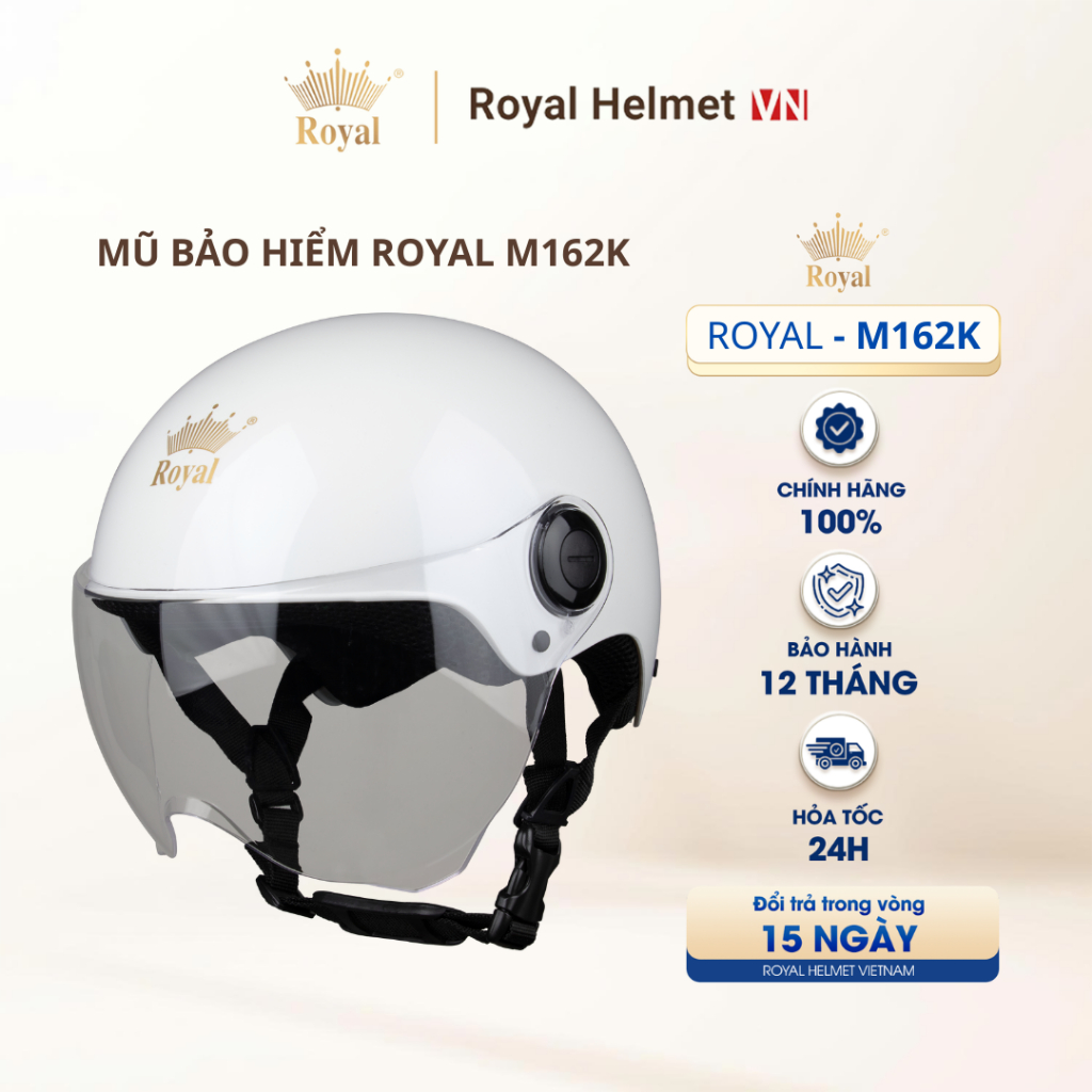 [FULL MÀU] Mũ Bảo Hiểm Royal M162K 1/2 Có Kính – Cho Nam Nữ, Đi Xe Máy