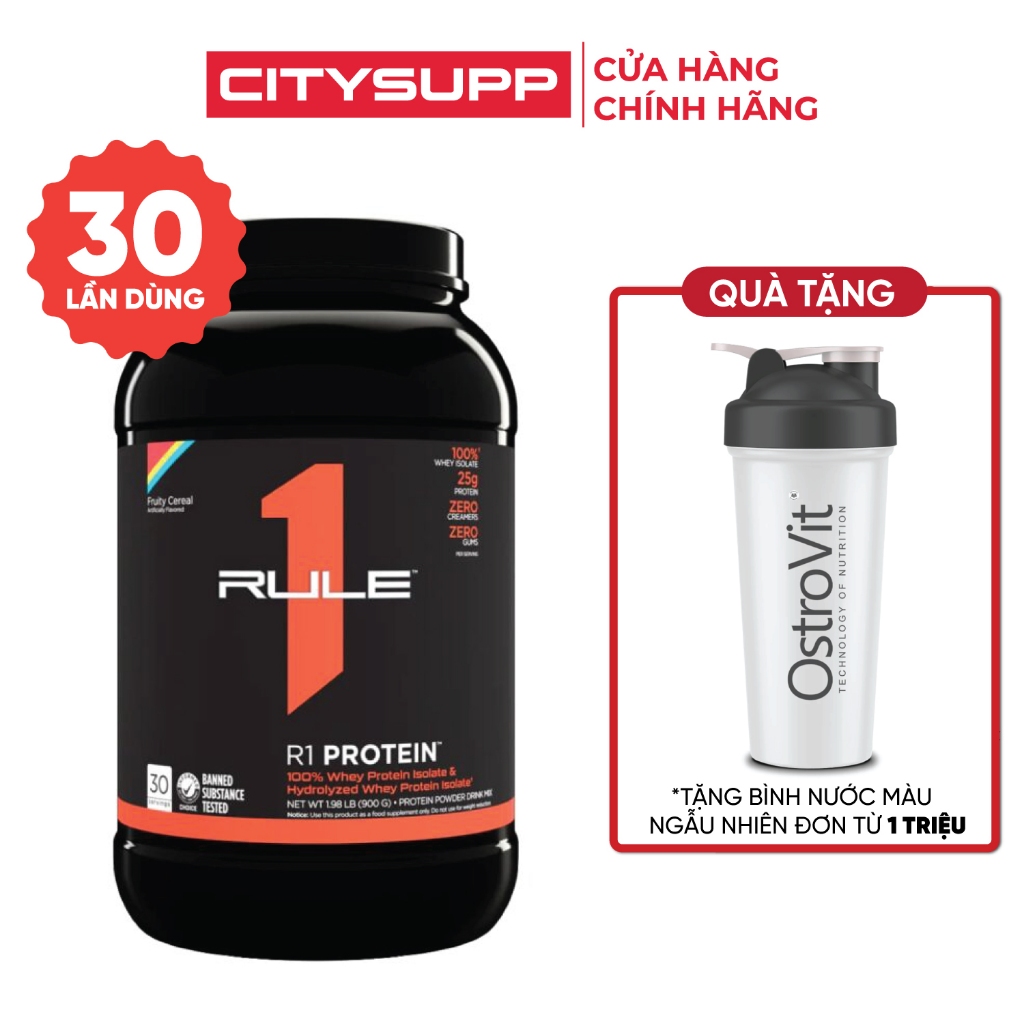 Sữa Bột R1 Protein Rule 1 2Lb (900g) Whey Protein Isolate và Hydrolyzed, Sữa Bột Đạm Cao, Calo Thấp