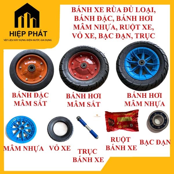 Bánh xe rùa  số 6, số 8, số 10, bánh đặc, bánh hơi, đường kính 30cm,35cm,40cm,mâm nhựa, vỏ xe,trục, 
