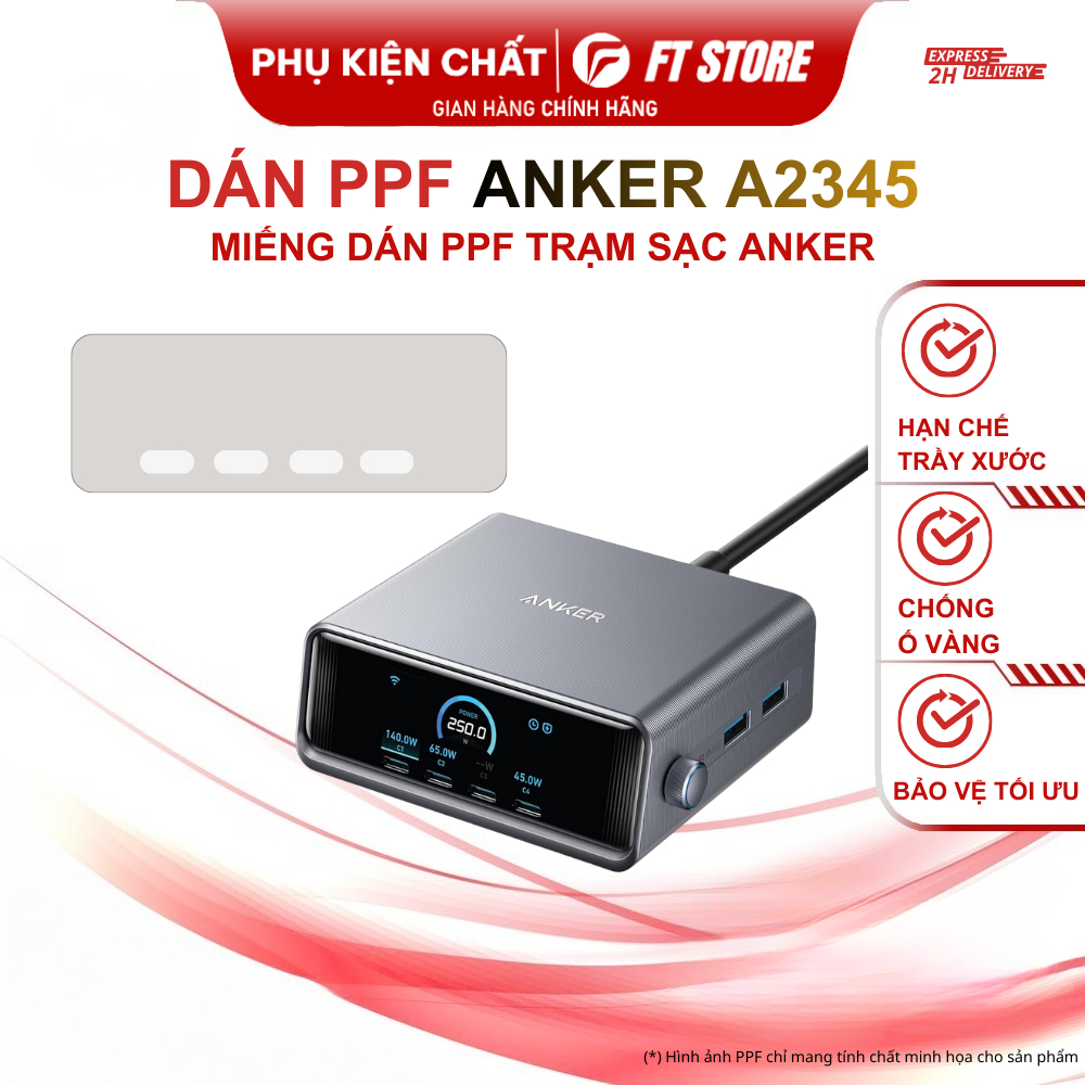 Miếng dán PPF cao cấp Trạm sạc Anker Prime 250W -  A2345 hạn chế trầy xước bề mặt dán