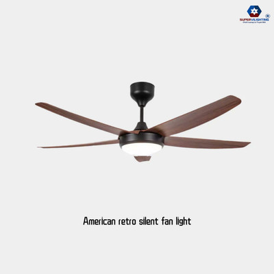 Quạt Trần Đèn Supervilighting 52 Inch Động Cơ DC 55W Siêu Êm 12 Cấp Độ Gió Đảo Chiều Cánh ABS Vân Gỗ