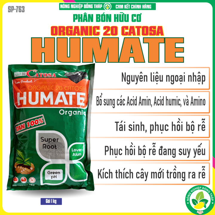Phân Bón Hữu Cơ ORGANIC 20 CATOSA – HUMATE Organic – Tan 100% (Gói 1Kg)