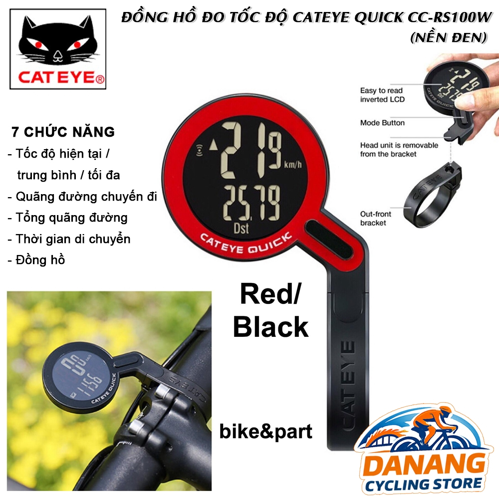 Đồng Hồ Đo Tốc Độ Xe Đạp Không Dây CATEYE Quick CC-RS100W – Chính Hãng, Dễ Lắp