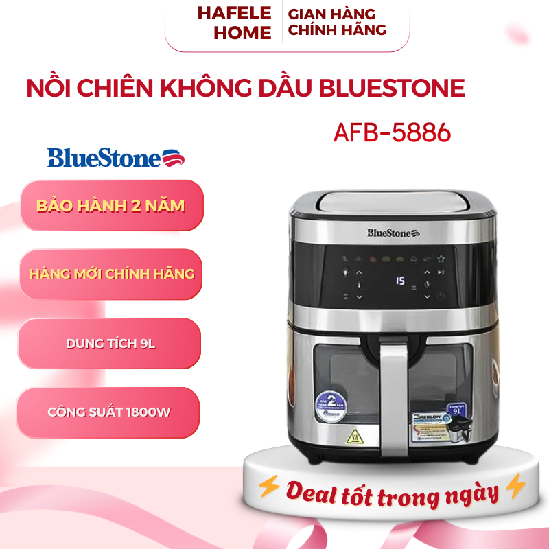 Nồi Chiên Không Dầu BlueStone AFB-5886 – Dung Tích 9L – Nắp Kính Trong Suốt – EEH