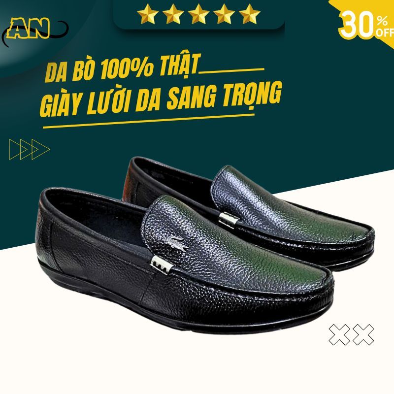 Giày Lười Nam Da Bò Thật Cao Cấp Giày Mọi Nam Công Sở,Êm Chân Đế Cao Su Chắc Chắn