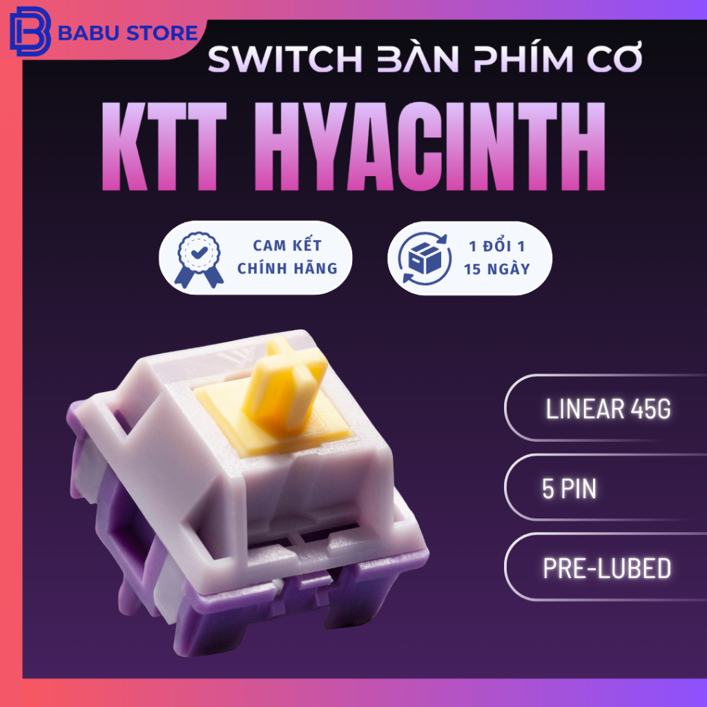 Công tắc Switch bàn phím cơ linear KTT Hyacinth Thocky  5 pin - prelube - 45g