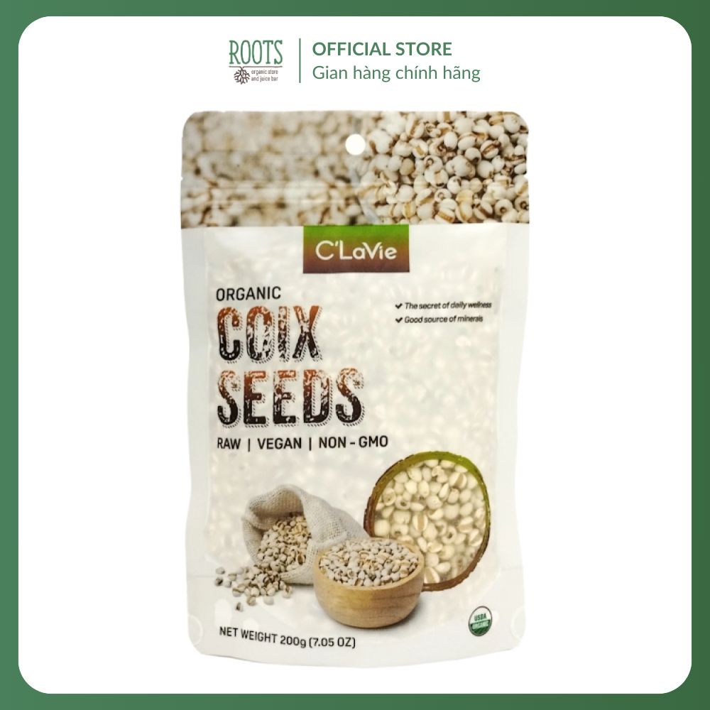 (Ship hỏa tốc) C'LAVIE - Hạt Ý Dĩ Hữu Cơ, Organic Coix Seeds, 7.05 oz (200g)