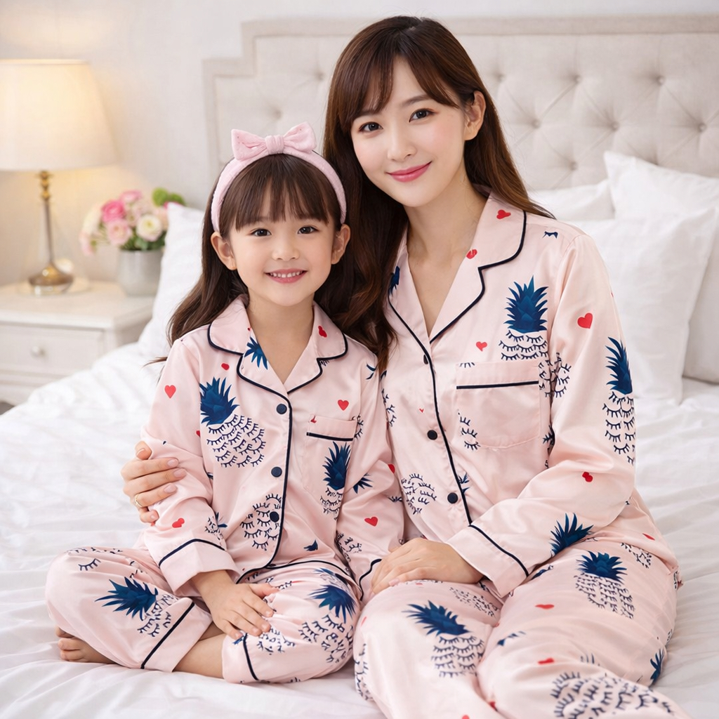 11 đến 50kg Bộ ngủ pijama cho bé gái bộ tay dài pijama lụa latin bé gái mặc nhà