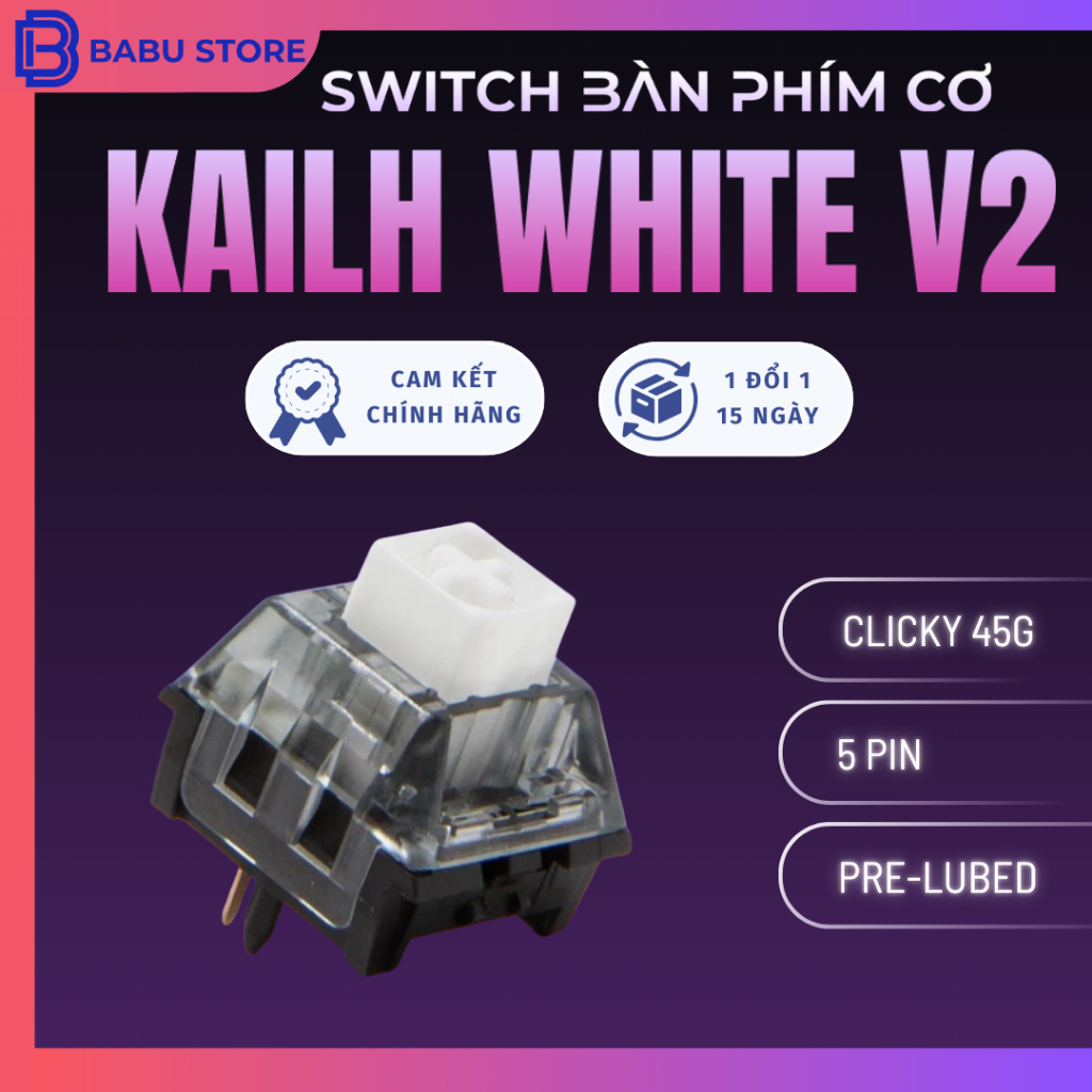 [10 switch] Switch công tắc Kailh Box White V2 Clicky Cao Cấp | 5 pin | New Version