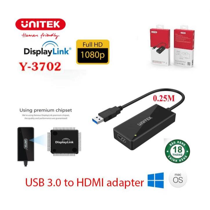 Cáp chuyển USB 3.0 to HDMI UNITEK Y-3702 Ugreen 40229,mở rộng thêm màn hình loại Cao Cấp